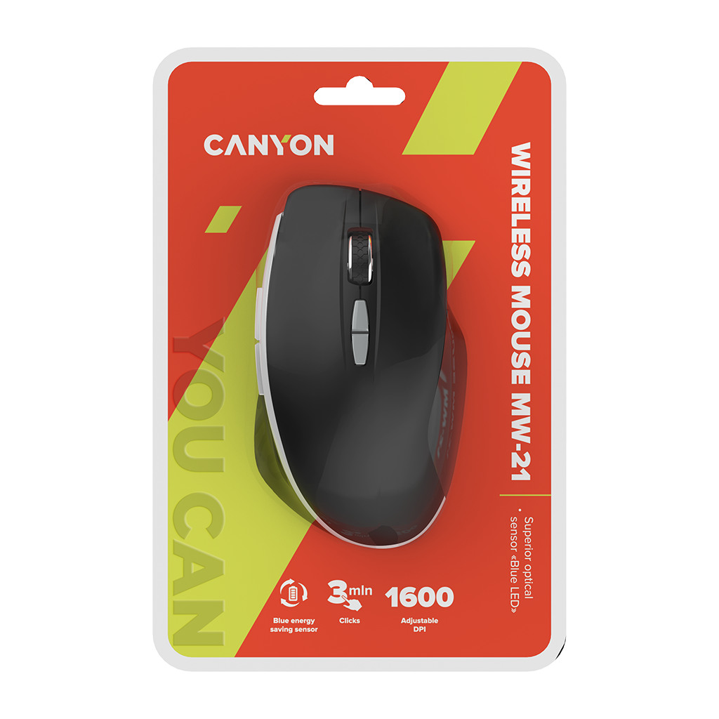 CANYON MW-21 2.4 GHz  Wireless mouse with 7 buttons DPI 800/1200/1600 Battery: AAA*2pcsBlack72*117*41mm 0.075kg - Image 4