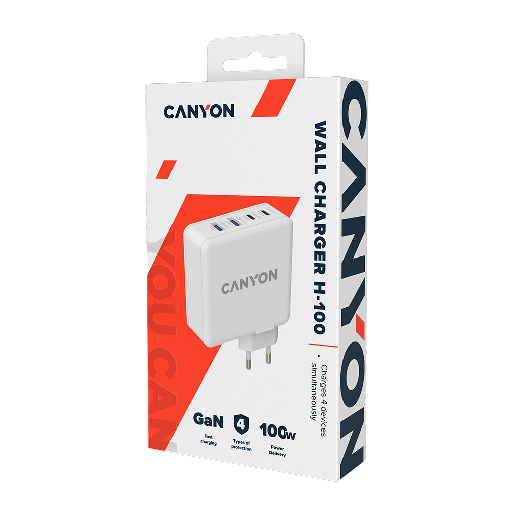 CANYON charger H-100 GaN PD 100W QC 3.0 30W White - Image 3