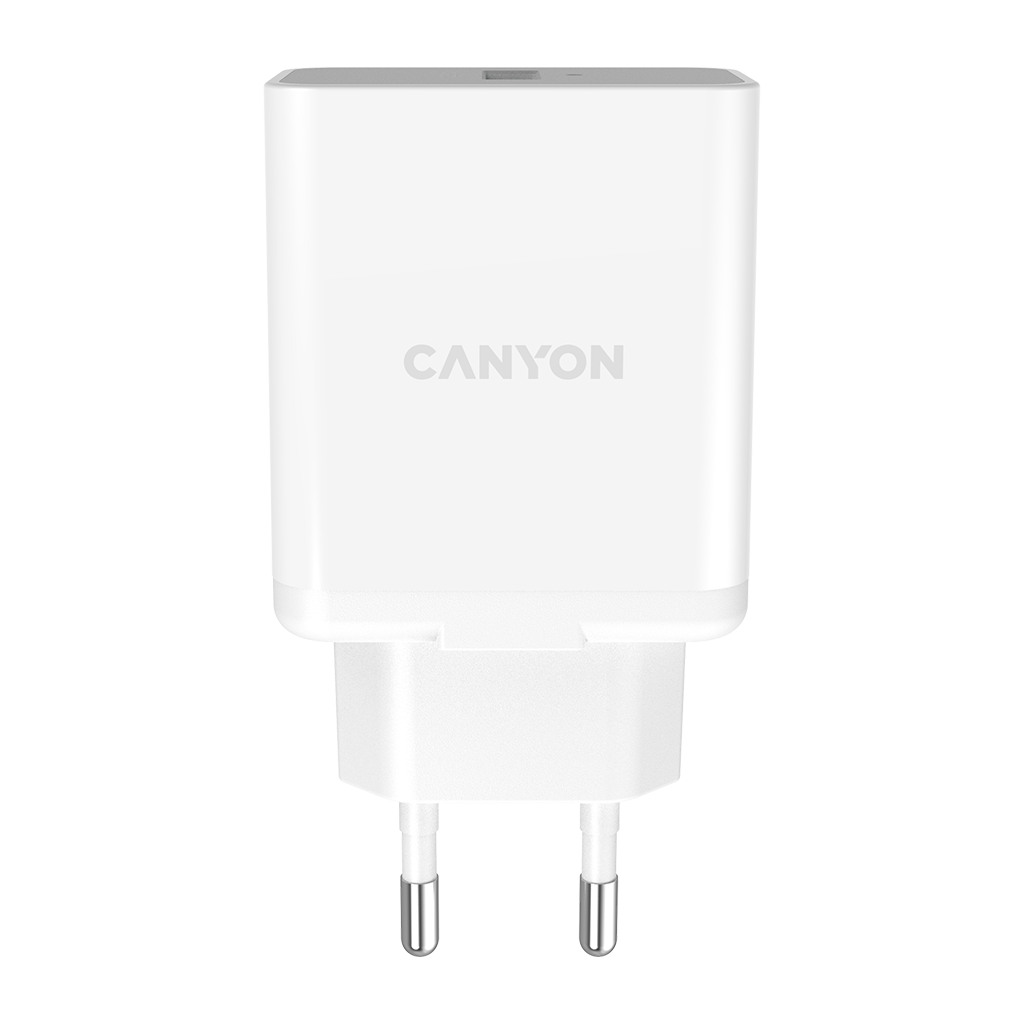 Canyon Wall charger with 1*USB QC3.0 24W Input: 100V-240V Output: DC 5V/3A9V/2.67A12V/2A Eu plug Over-load