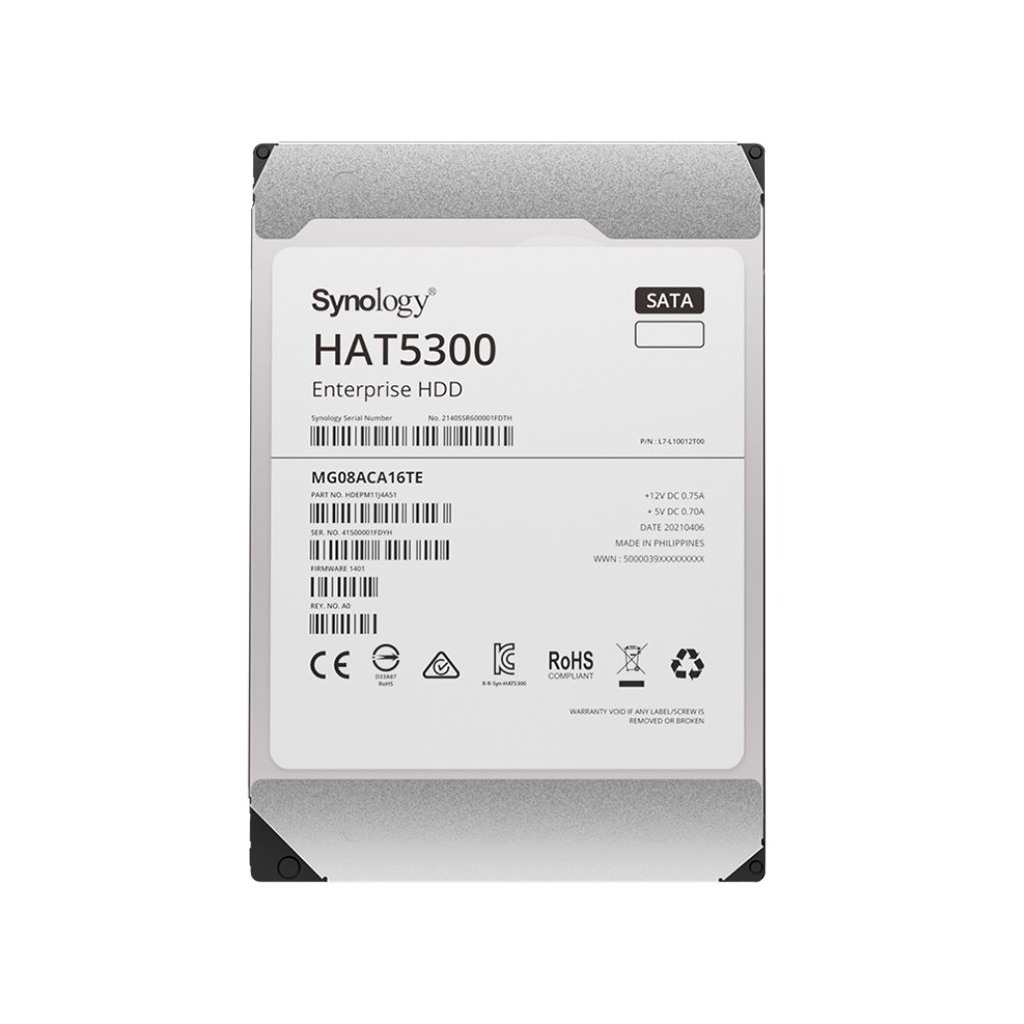 Synology HAT5300-4T 4TB 3.5" Enterprise HDD 7.200 rpm Buffer size : 256 MiB SATA 6