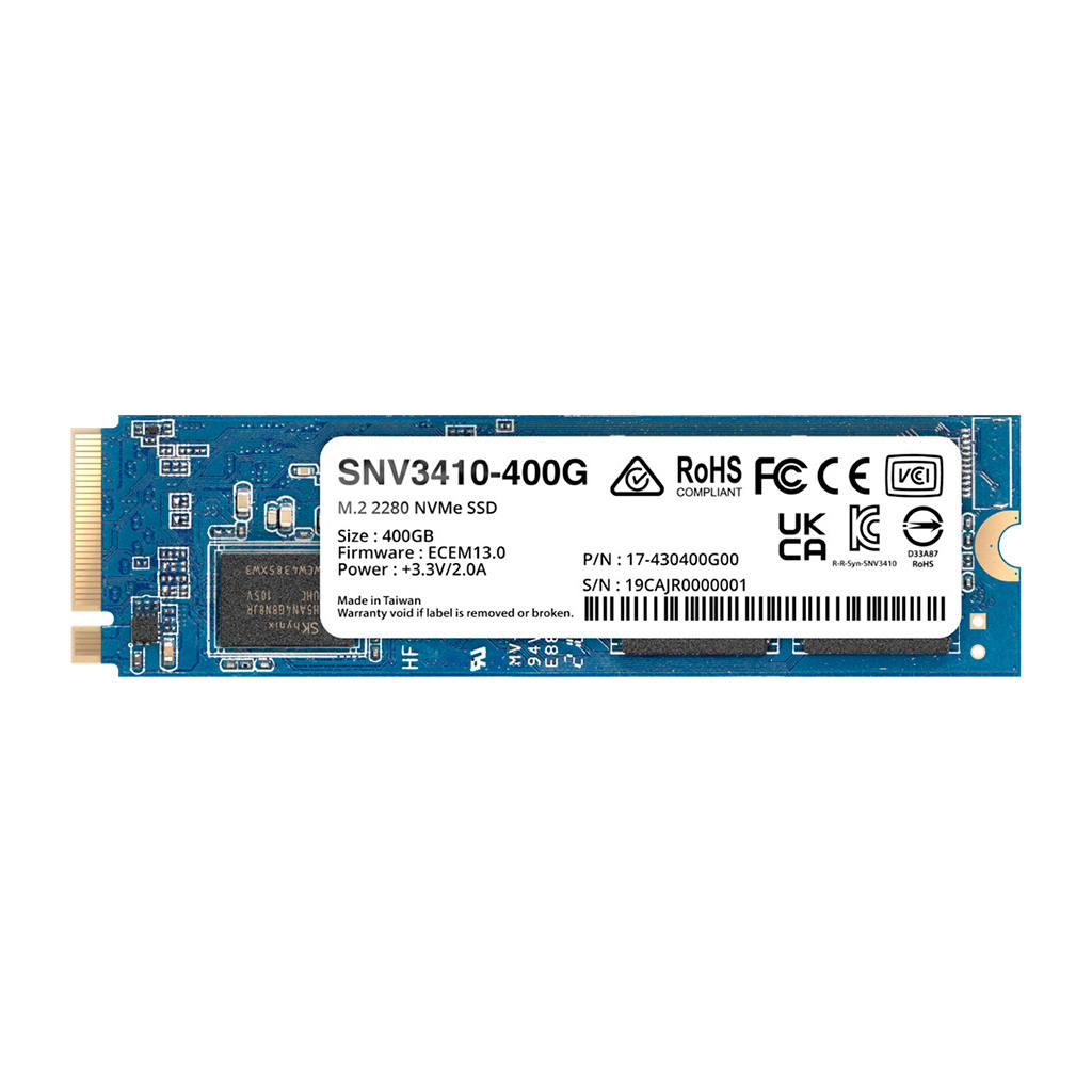 Synology SNV3410 400GB Enterprise NVMe m.2 2280 SSD NVMe PCIe 3.0 x4 Read/Write128 KB QD32