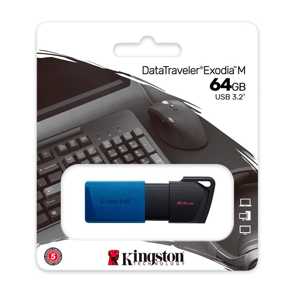 Kingston 64GB USB3.2 Gen 1 DataTraveler Exodia M Black + Blue EAN: 740617326260