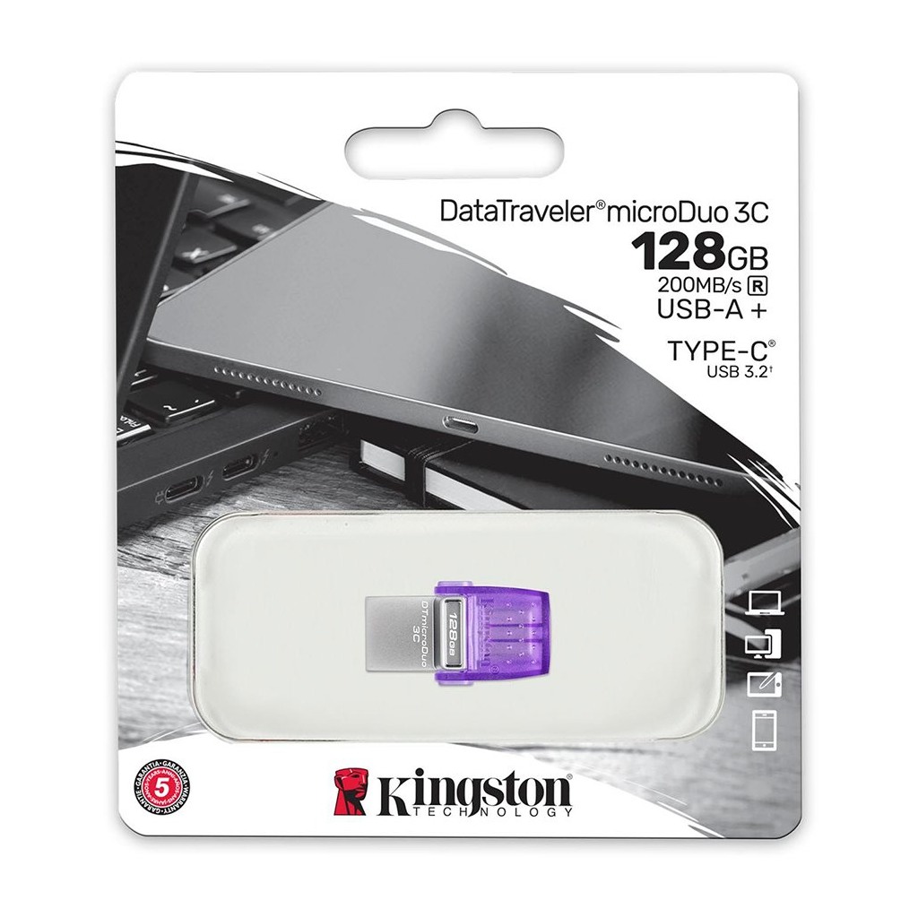 Kingston 128GB DataTraveler microDuo 3C 200MB/s dual USB-A + USB-C EAN: 740617328165