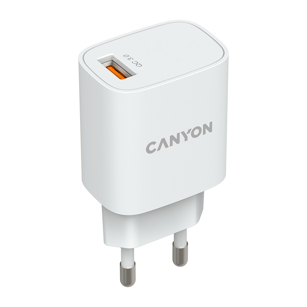 CANYON H-18-01 Wall charger with 1*USB QC3.0 18W Input: 100V-240V Output: DC 5V/3A9V/2A12V/1.5A Eu plug - Image 2