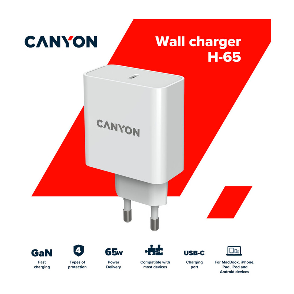 CANYON H-65 GAN 65W charger  Input:  100V-240V Output: 5.0V3.0A /9.0V3.0A /12.0V-3.0A/ 15.0V-3.0A /20.0V3.25A - Image 5