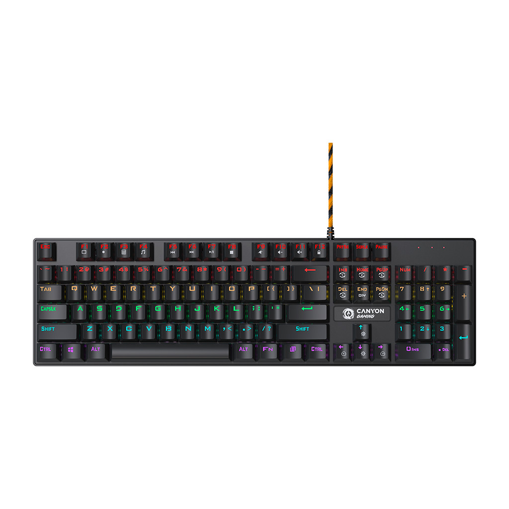 Wired black Mechanical keyboard With colorful lighting system104PCS rainbow backlight LEDalso can custmized backlight1.8M braided