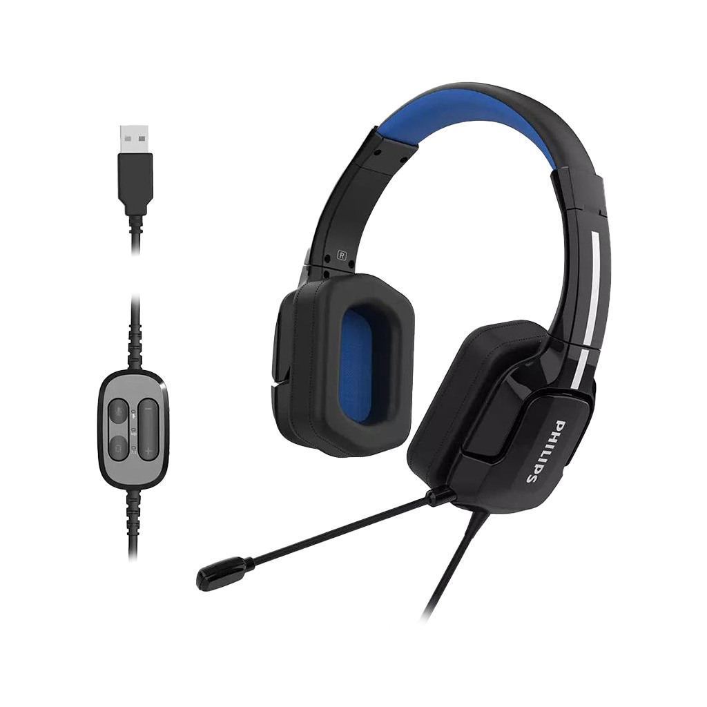 PHILIPS Gaming Headset TAGH401BL/00 4000 Series Over-ear USB Cable 2.5 m Audio Controls Black