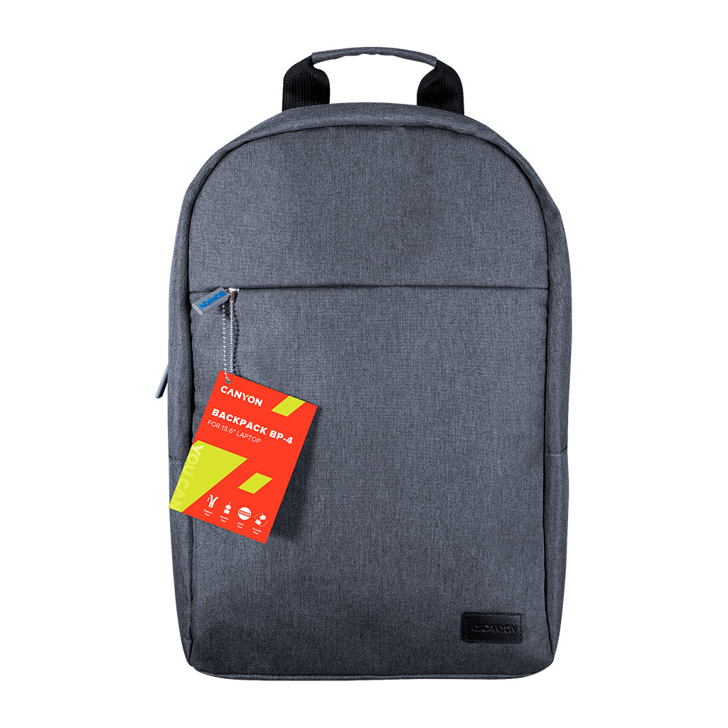 CANYON BP-4 Backpack for 15.6'' laptop material 300D polyeste Gray 450*285*85mm0.5kgcapacity 12L