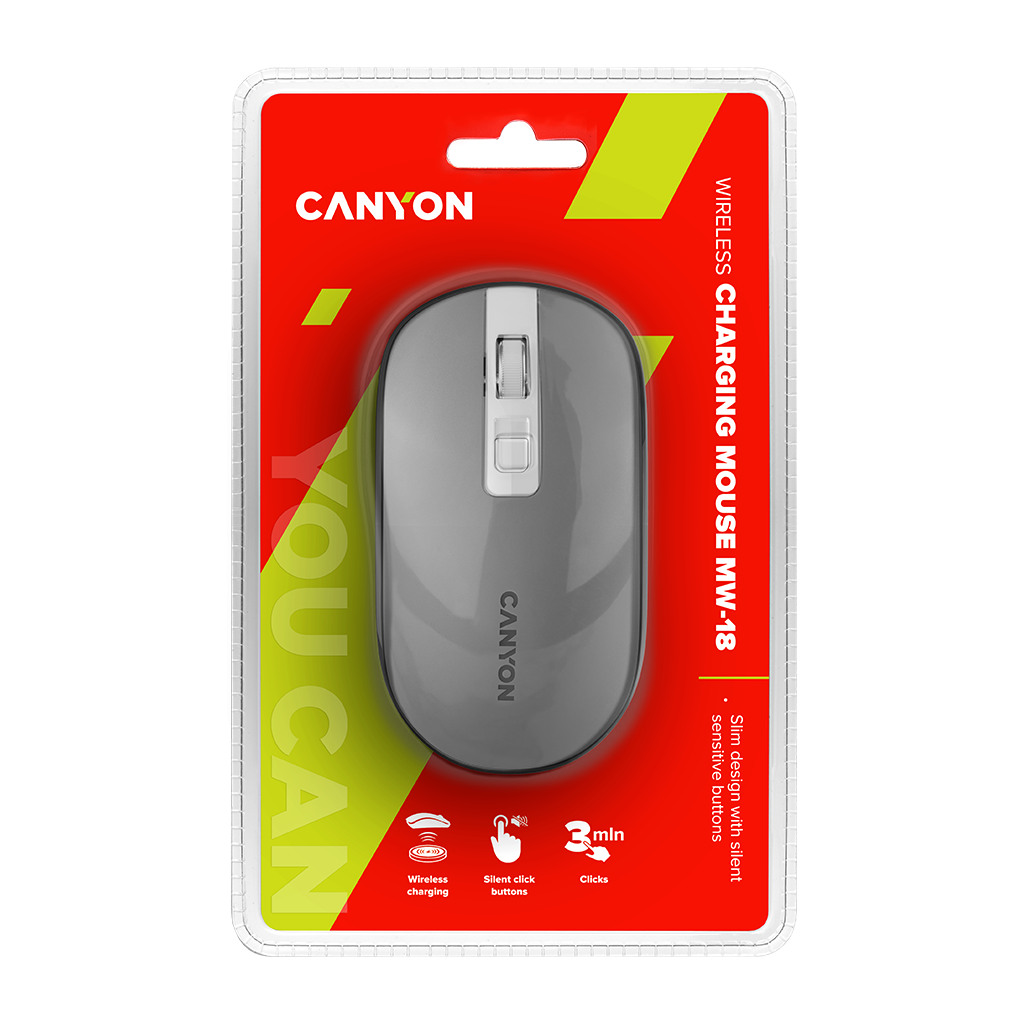 CANYON MW-18 2.4GHz Wireless Rechargeable Mouse with Pixart sensor 4keys Silent switch for right/left keysDPI: