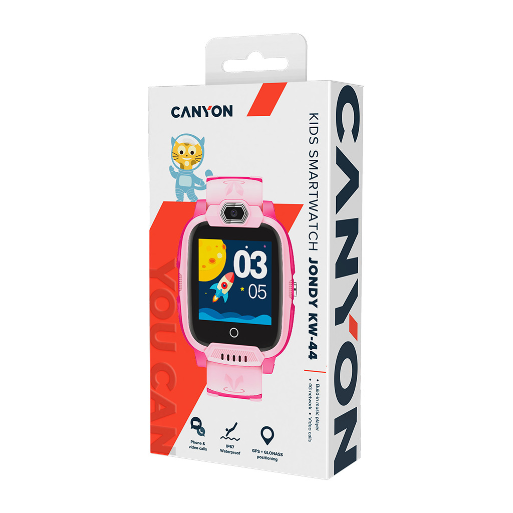 CANYON kids watch Jondy KW-44 4G Camera GPS Music Pink