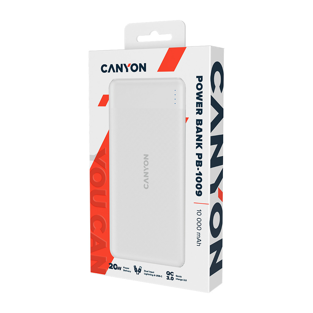 CANYON PB-109 Power bank 10000mAh Li-poly battery Input Lightning &Type C  : 5V/2A 9V/2A