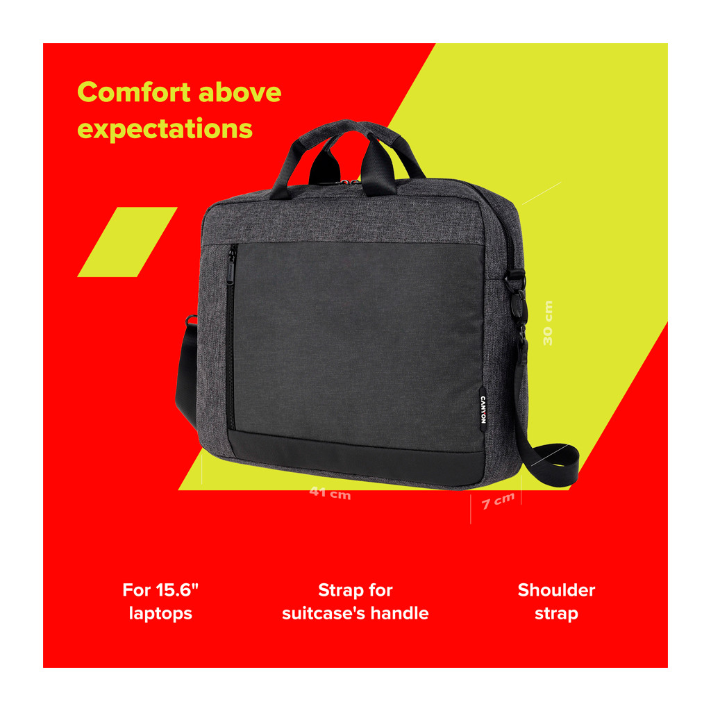 CANYON B-5 Laptop bag for 15.6 inch410MM x300MM x 70MMDark GreyExterior materials: 100% PolyesterInner materials:100% - Image 6