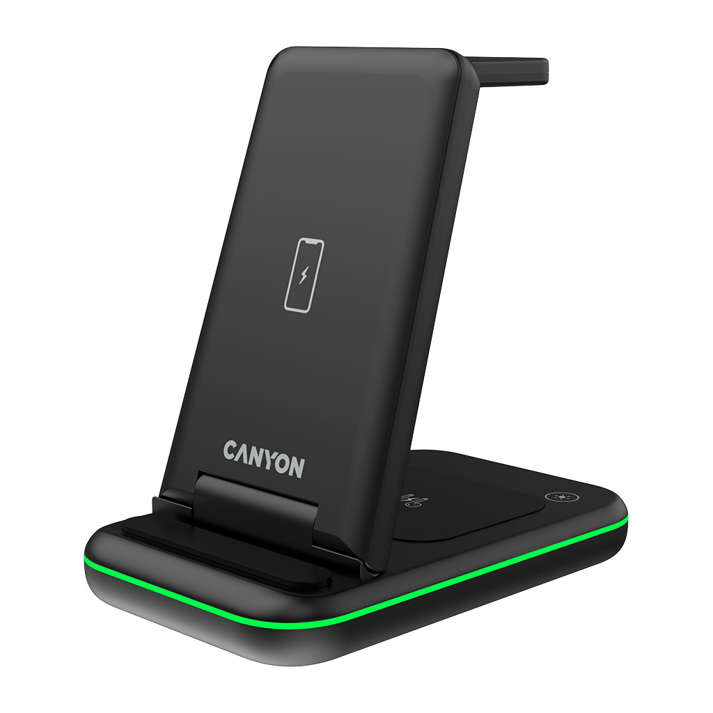 CANYON WS-304 Foldable  3in1 Wireless charger with touch button for Running water light Input - Image 2