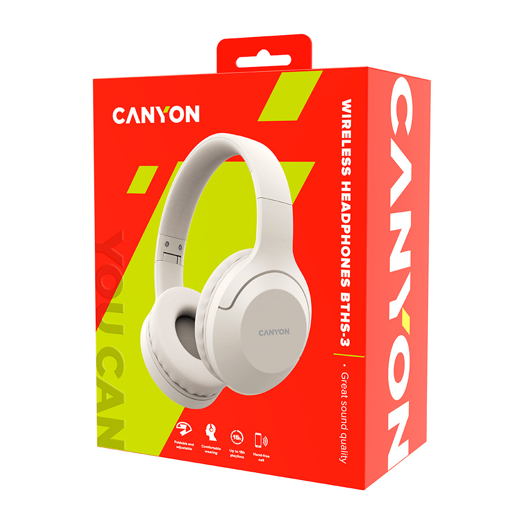 CANYON BTHS-3 Bluetooth headsetwith microphone BT V5.1 JL6956 battery 300mAh Type-C charging plug PU material - Image 5