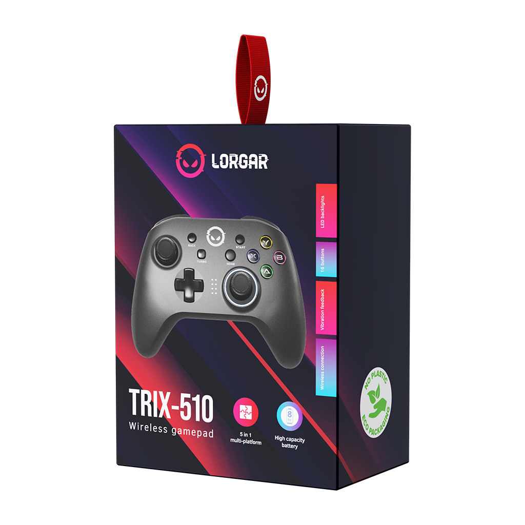 LORGAR TRIX-510 Gaming controller Black BT5.0 Controller with built-in 600mah battery 1M Type-C charging cable - Image 5