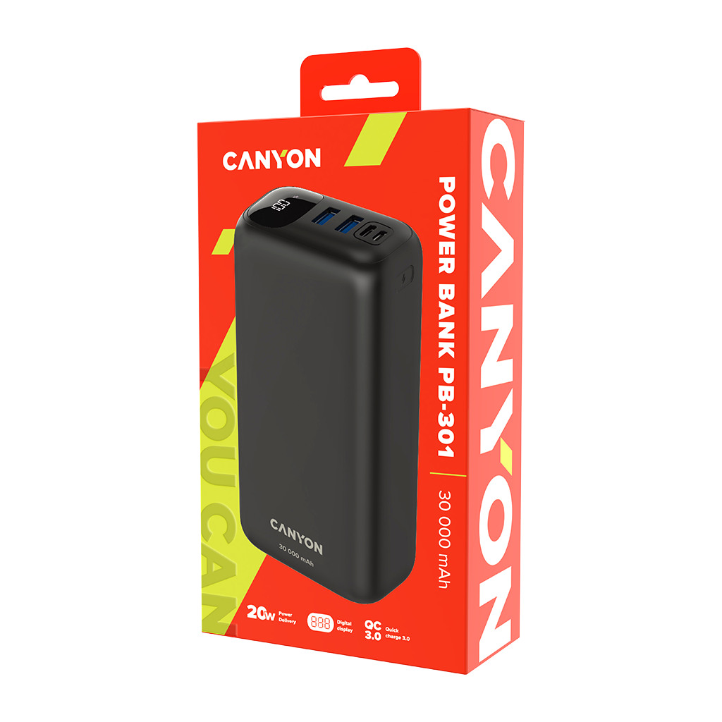 CANYON PB - 301 Power bank 30000mAh Li-poly battery Input Micro: DC5V/2A 9V/2A Input Type