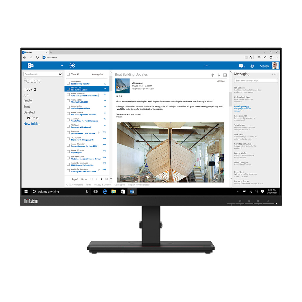 Lenovo ThinkVision P24h-2L Monitor - 23.8" IPS QHD, 2560x1440, 300 nits, HDMI, DP, USB-C