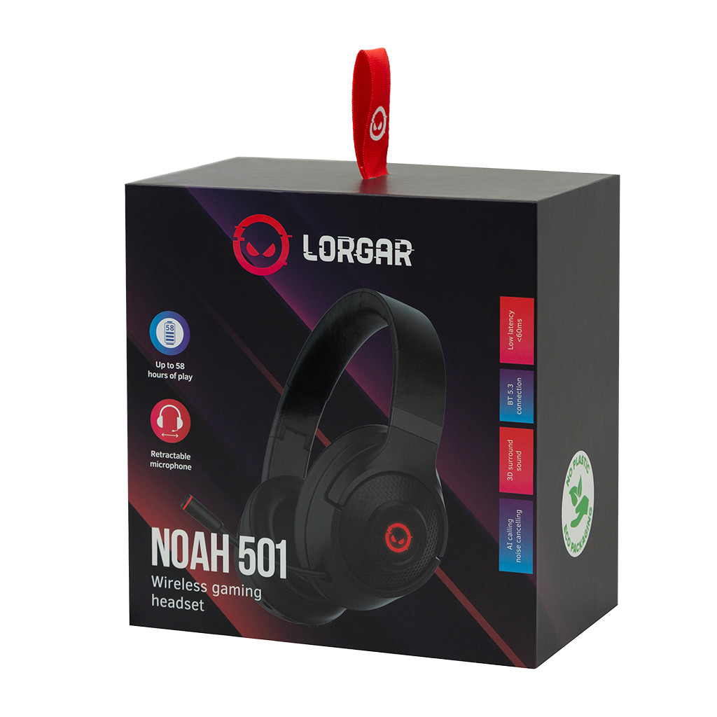 LORGAR Noah 501 gaming bluetooth headset with microphone BT 5.3 JL7006 battery 1000mAh type-C charging - Image 4