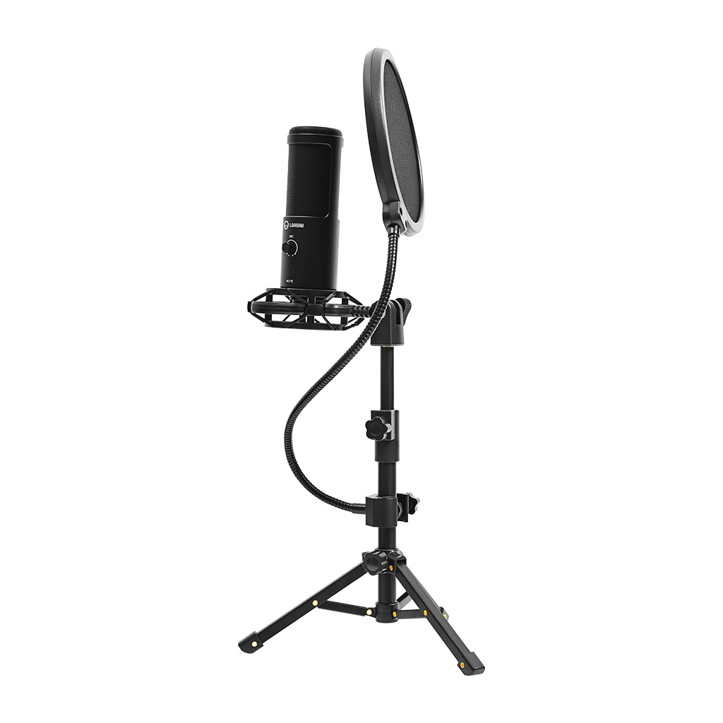 LORGAR Voicer 721 Gaming Microphone Black USB condenser microphone with tripod stand and pop filter