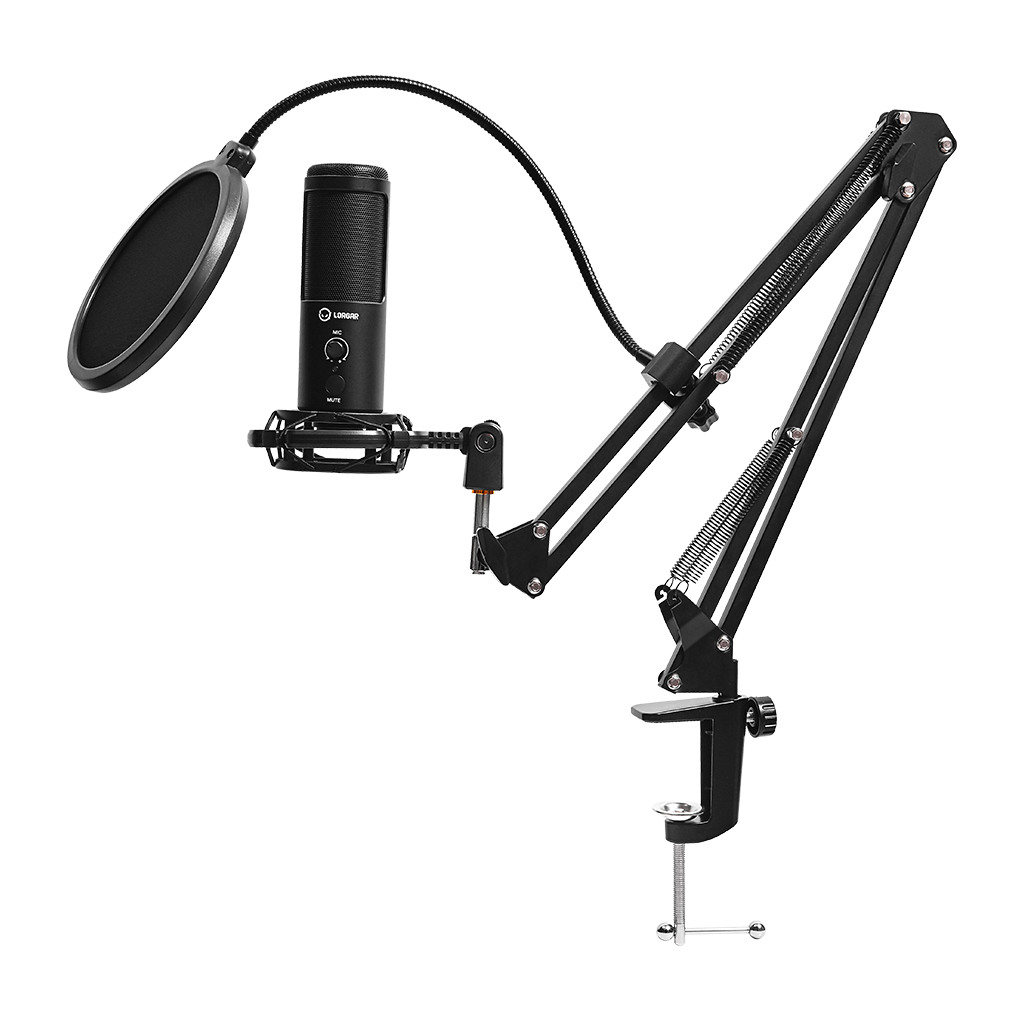 LORGAR Voicer 931 Gaming Microphone Black USB condenser microphone with desktop boom arm pop filter - Image 2