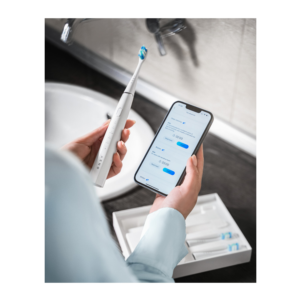 AENO SMART Sonic Electric toothbrush DB1S: White 4modes + smart wireless charging 46000rpm 40 days