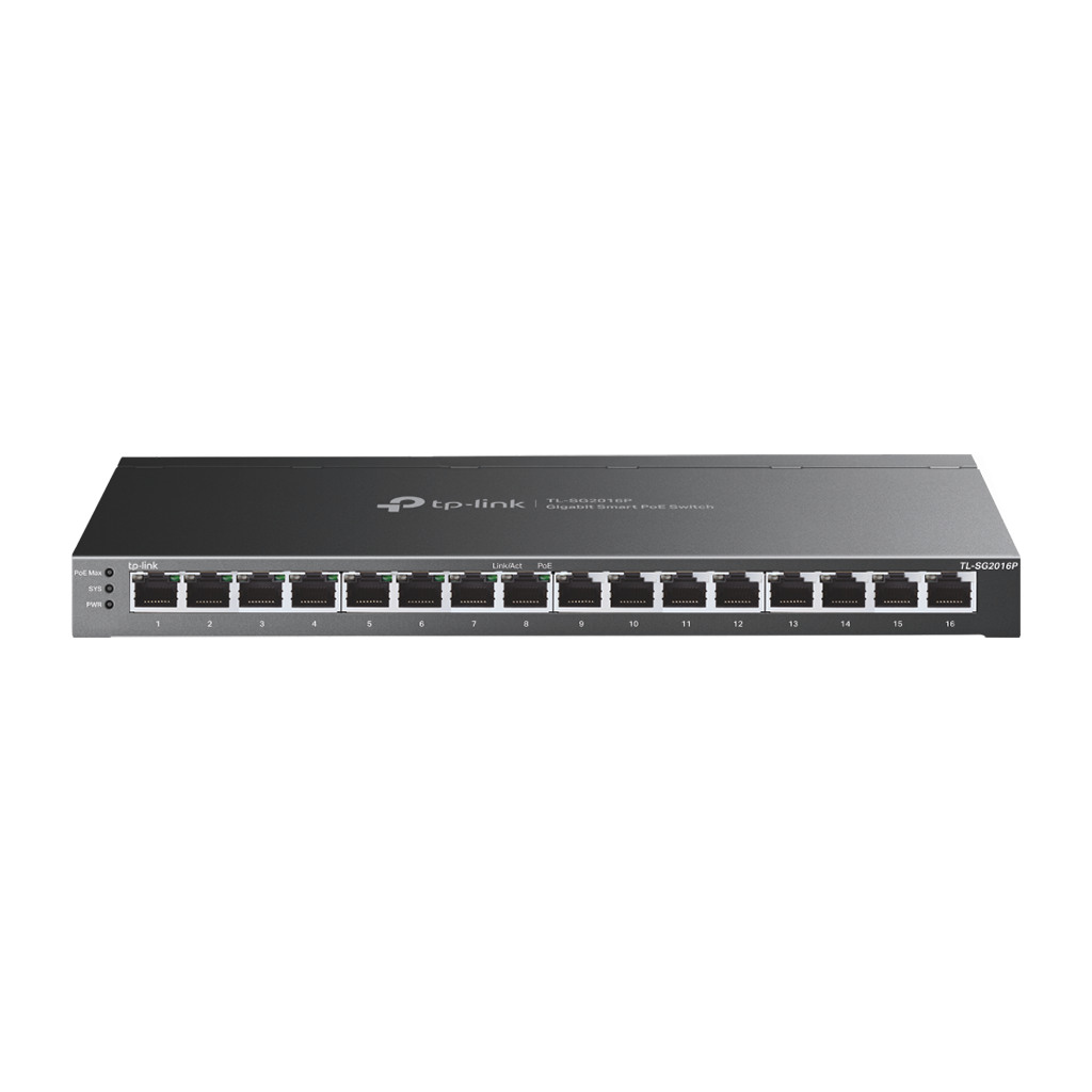 TP-Link TL-SG2016P JetStream 16-Port Gigabit Smart Switch with 8-Port PoE+ 802.3af/at 120 W PoE Power