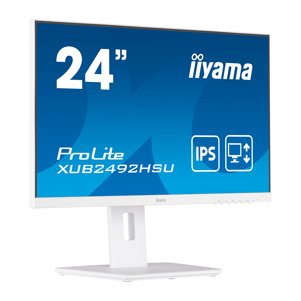 IIYAMA Monitor 24" WHITE ETE IPS-panel 1920x1080 13cm Height Adj. Stand Pivot 250cd/m² Speakers VGA - Image 2