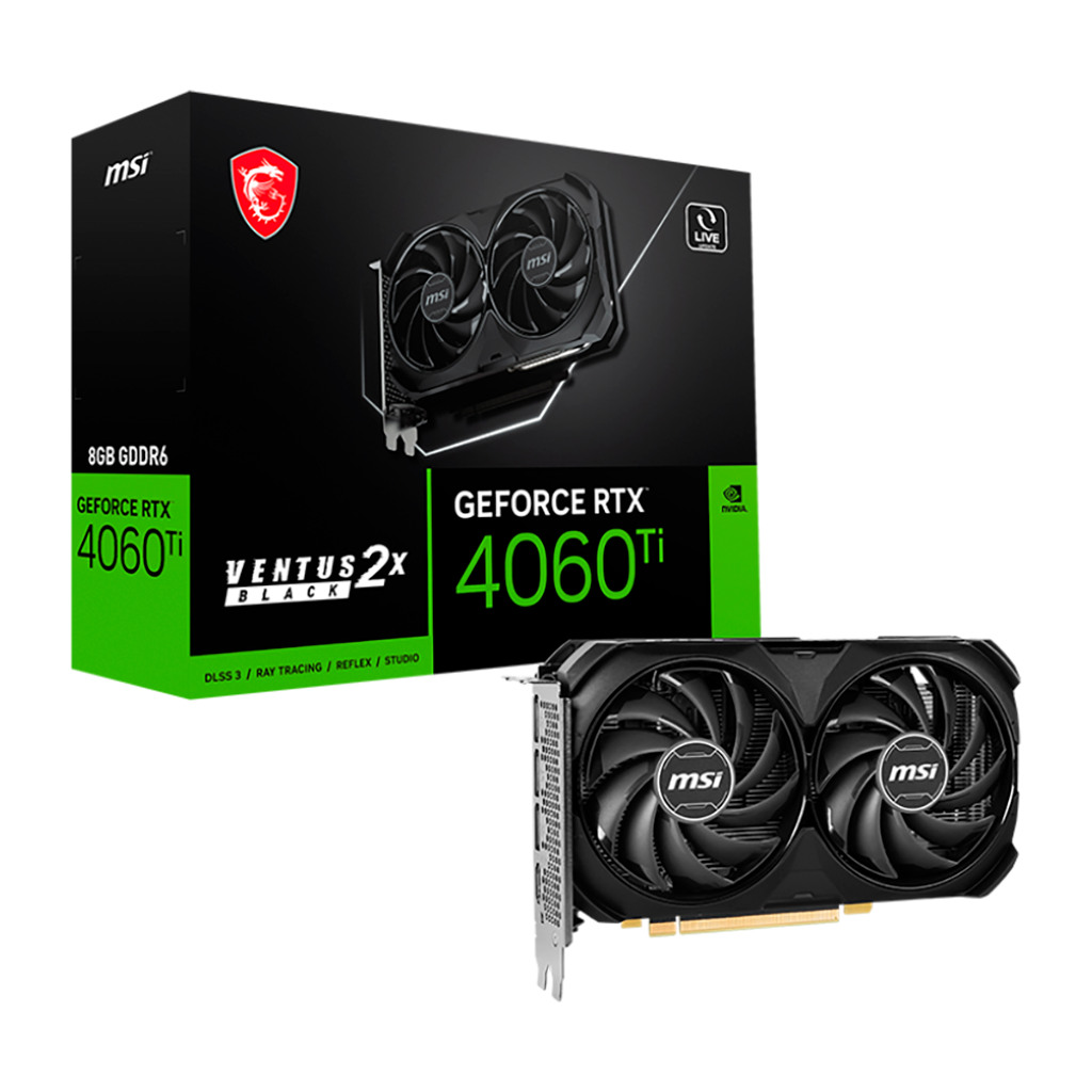 MSI Grafička karta NVidia RTX 4060 VENTUS 2X BLACK 8G OC, 8GB GDDR6, 128-bit, PCI-E 4.0, Dual Fan