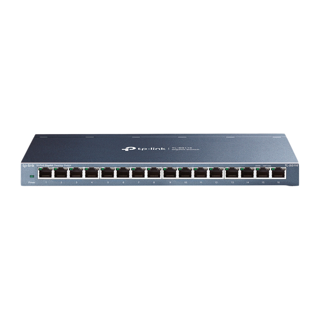 TP-Link TL-SG116P 16-Port Gigabit Desktop Switch with 16-Port PoE+ 802.3at/af 120 W PoE Power Desktop