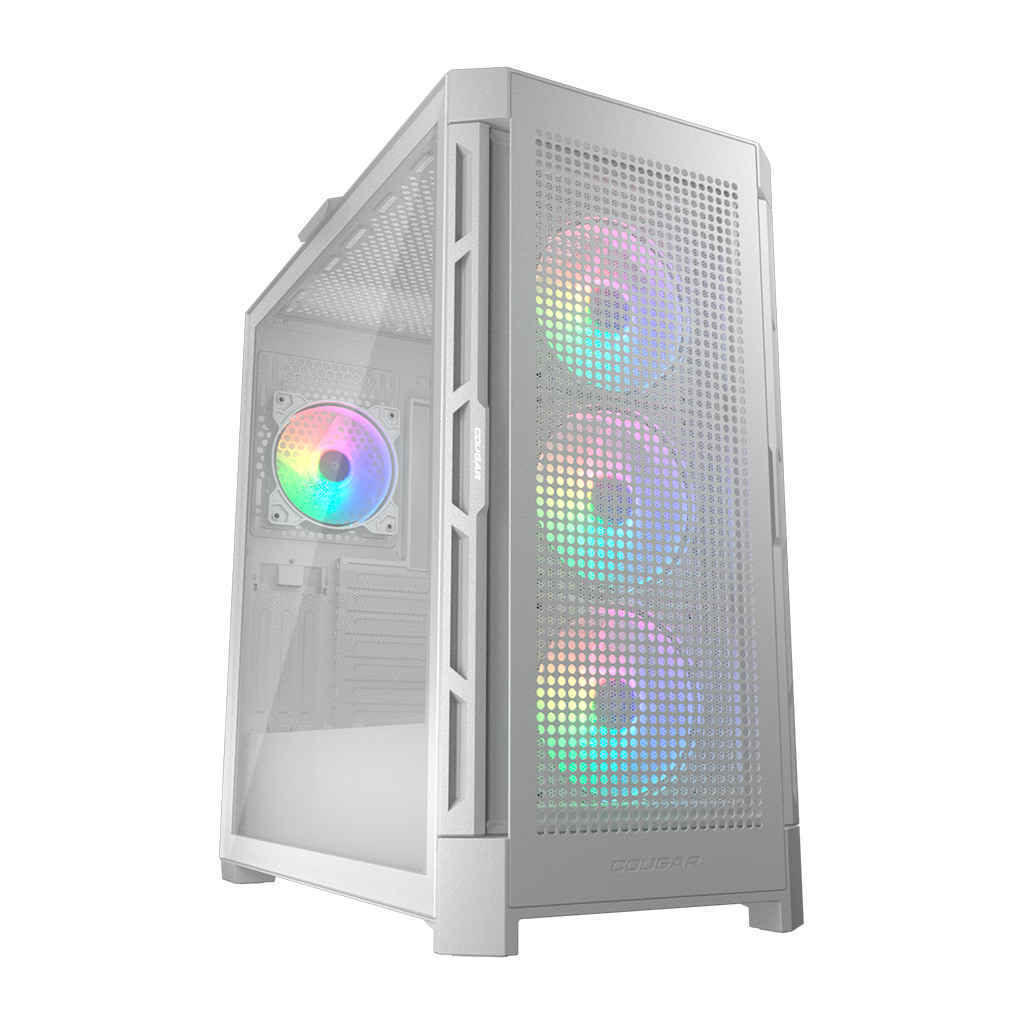 COUGAR Duoface Pro RGB Bijelo | PC Kućište | Mid Tower / TG & - Elegantan dizajn, RGB osvjetljenje, odlična protočnost zraka, puna staklena bočna ploča