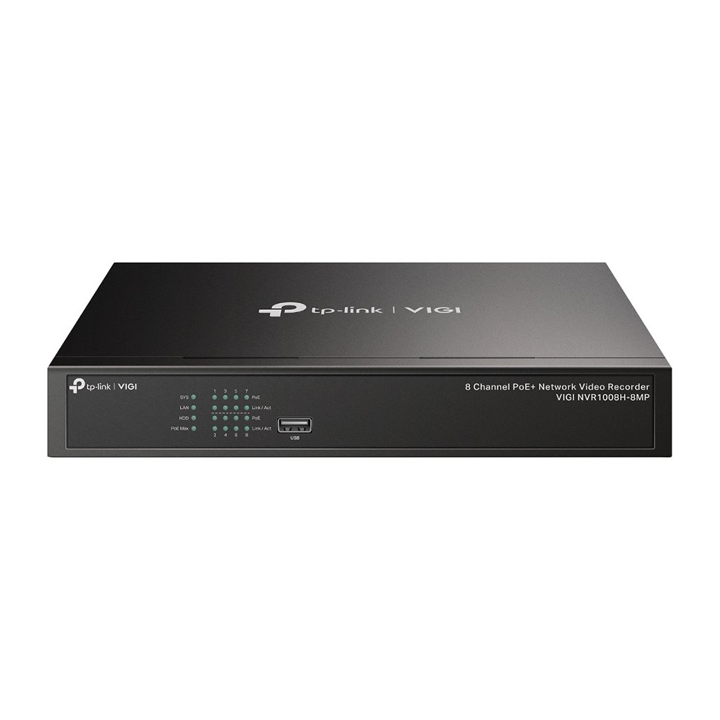 TP-Link VIGI NVR1008H-8MP 8 Channel PoE Network Video Recorder H.265+/H.265/H.264+/H.264 Up to 8MP resolution80 Mbps