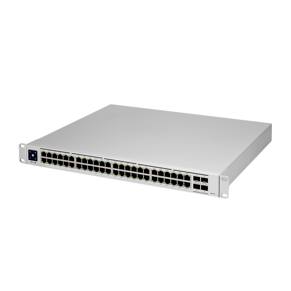 Ubiquiti Layer 3 switch with 48 GbE RJ45 ports and 4 10G SFP+ ports.