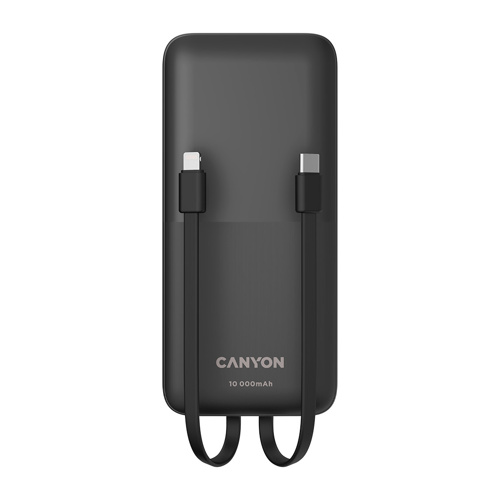 CANYON PB-1010 Power bank 10000mAh Li-pol battery with 2pcs Build-in Cable  Input:  TYPE-C: