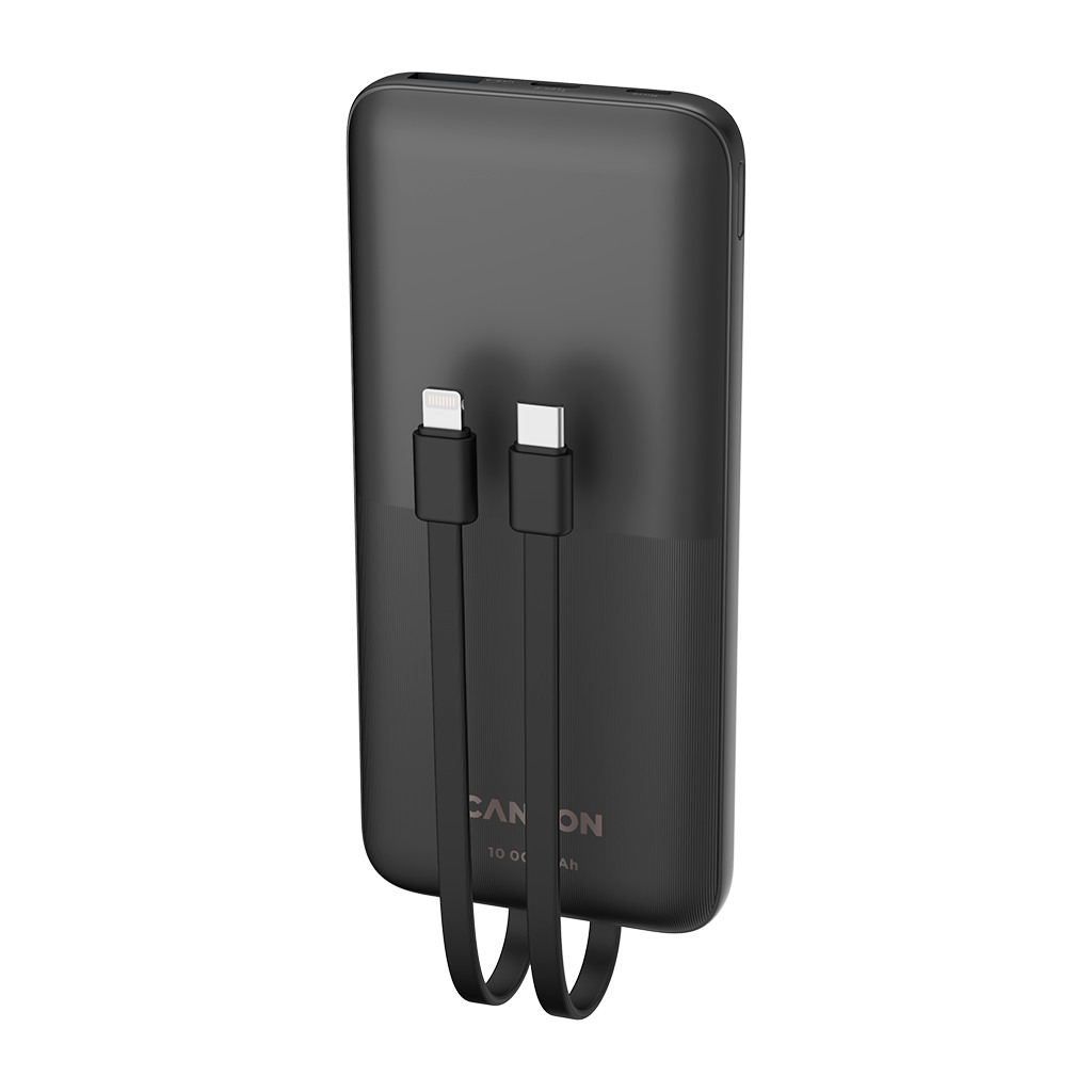 CANYON PB-1010 Power bank 10000mAh Li-pol battery with 2pcs Build-in Cable  Input:  TYPE-C: