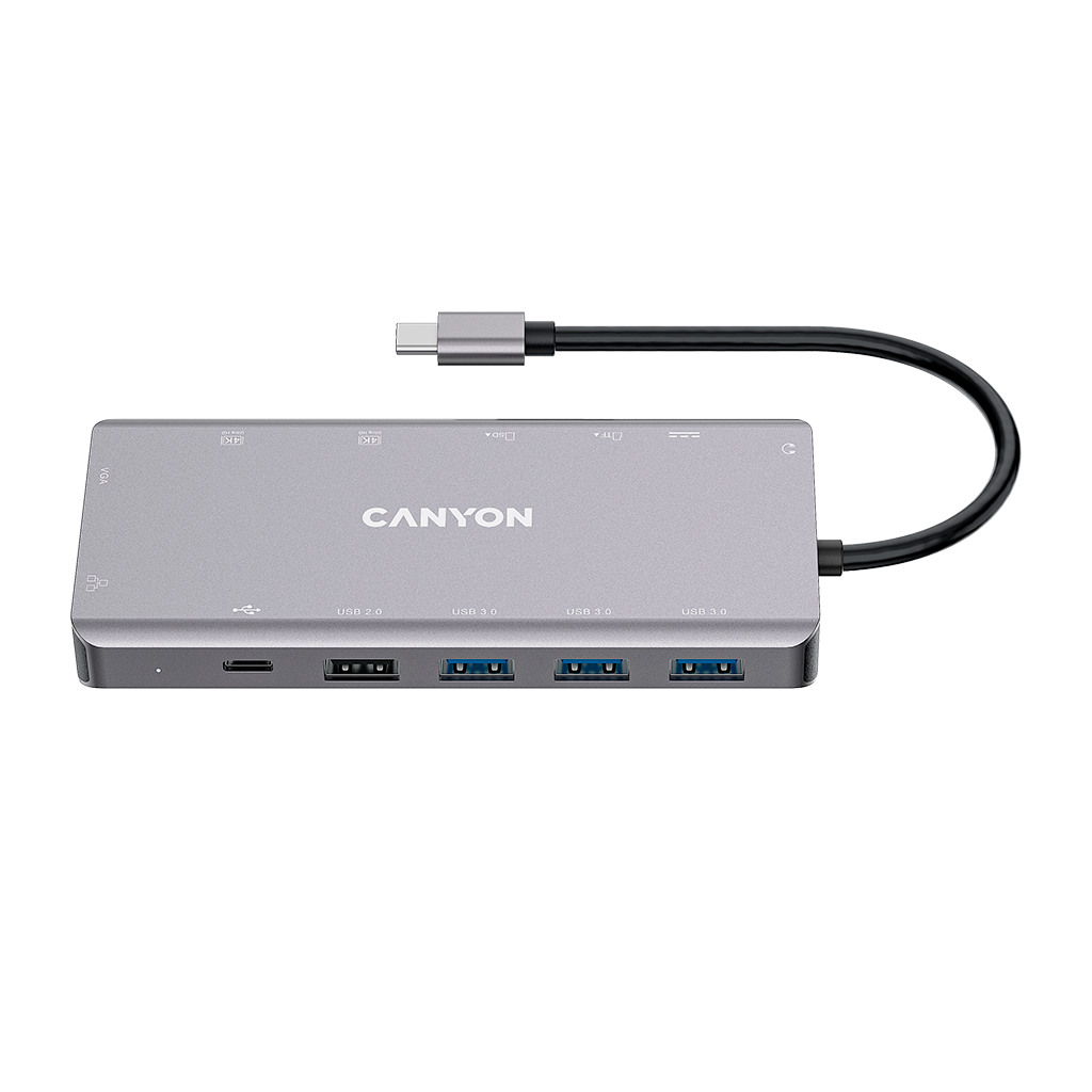 CANYON DS-12 13 in 1 USB C hub with 2*HDMI 3*USB3.0: support max. 5Gbps 1*USB2.0: