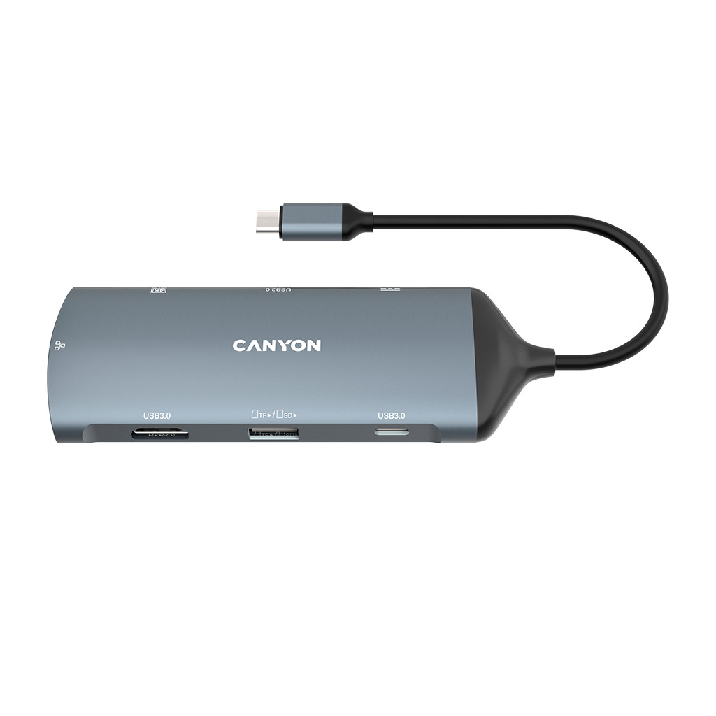 CANYON DS-15 8 in 1 hub with 1*HDMI1*Gigabit Ethernet1*USB C female:PD3.0 support max60W1*USB C male