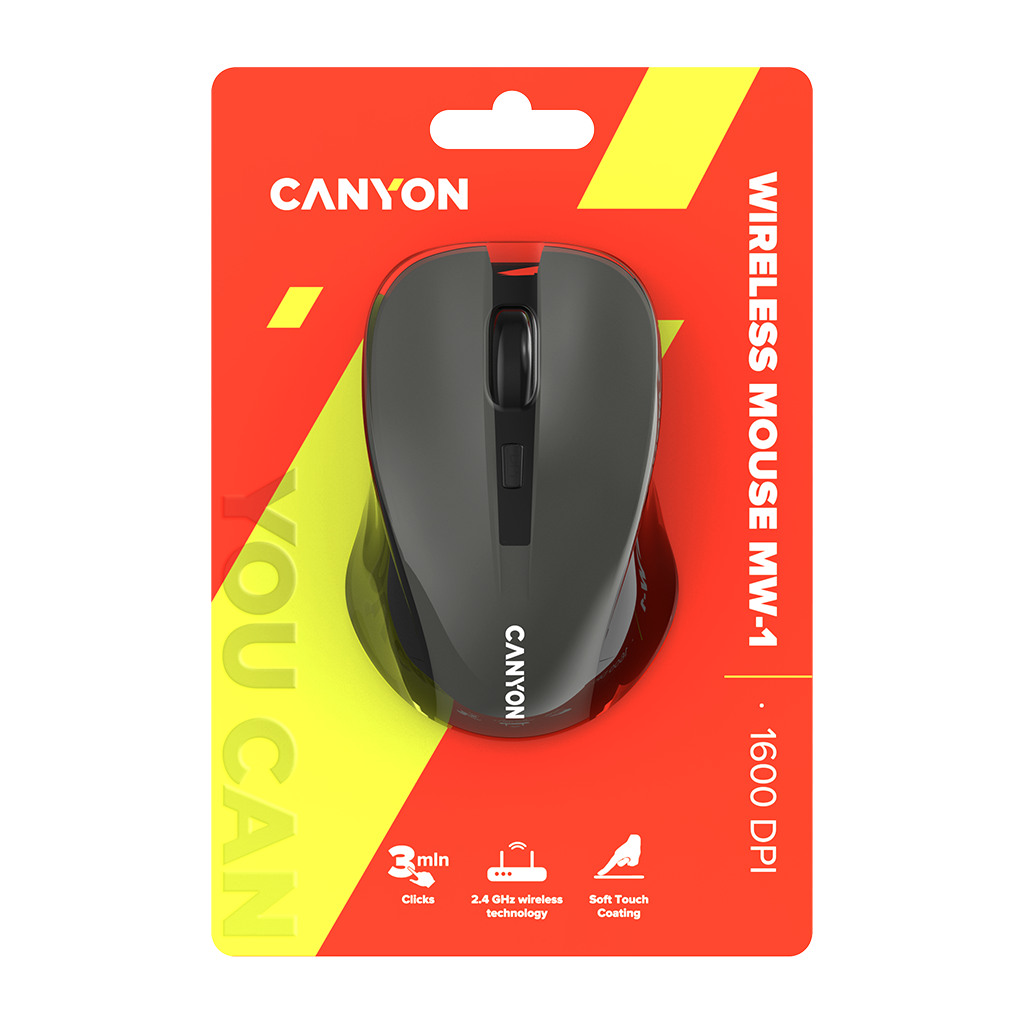 CANYON MW-1 2.4GHz wireless optical mouse with 4 buttons DPI 800/1200/1600 Gray 103.5*69.5*35mm 0.06kg - Image 6