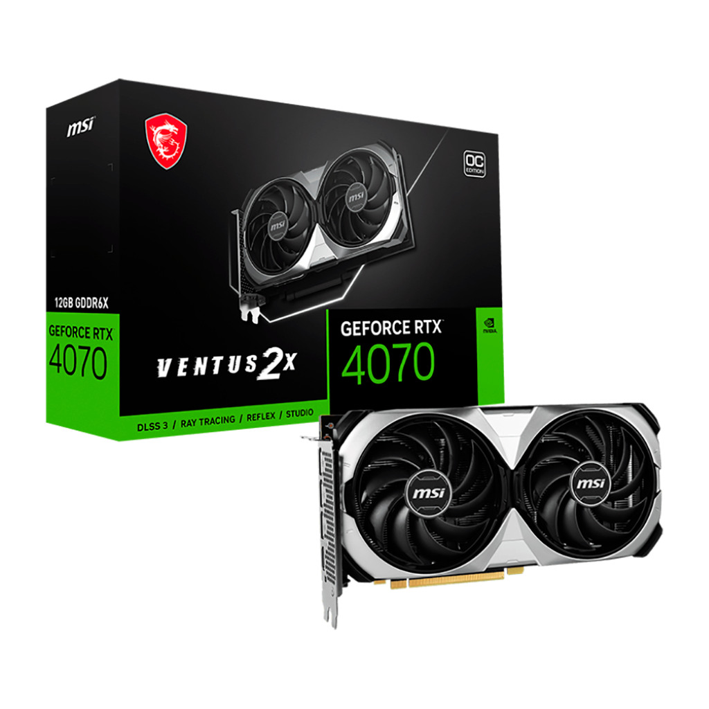 MSI Grafička karta Nvidia GeForce RTX 4070 VENTUS 2X E 12G OC, 12GB GDDR6X, 192-bit, PCI-E, Dual Fan