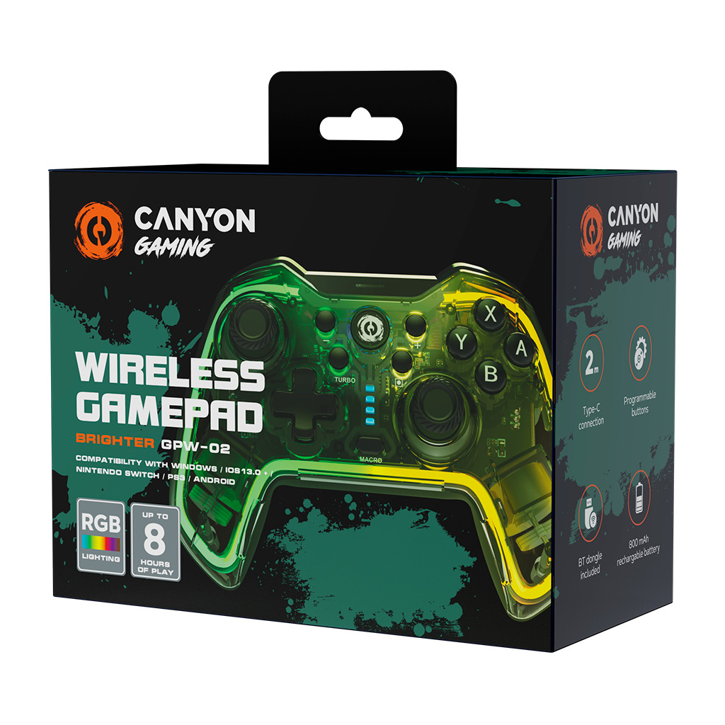 CANYON Džojstik GPW-02 Bluetooth Controller with built-in 800mah battery BT 5.0 2M Type-C charging cable - Image 5