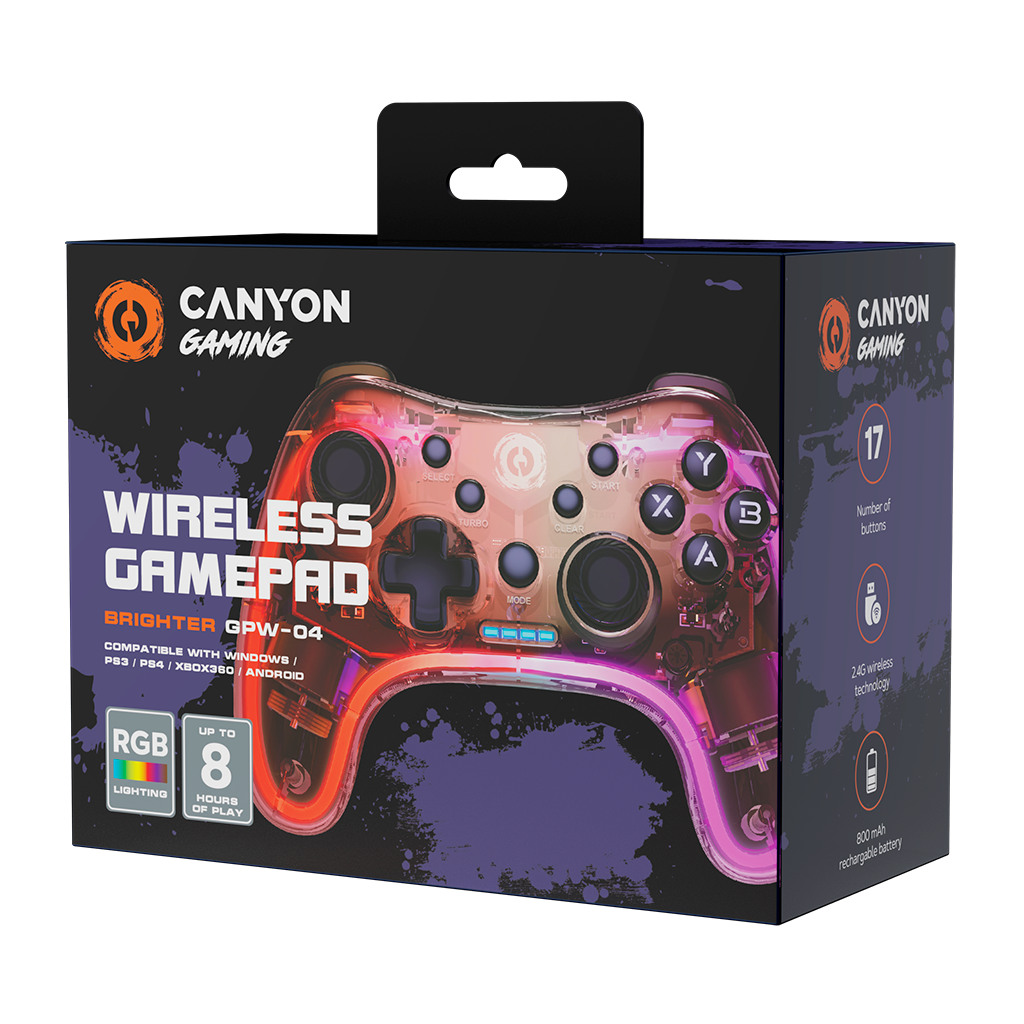 CANYON Džojstik GPW-04 2.4G Wireless Controller with  built-in 800mah battery 2M Type-C