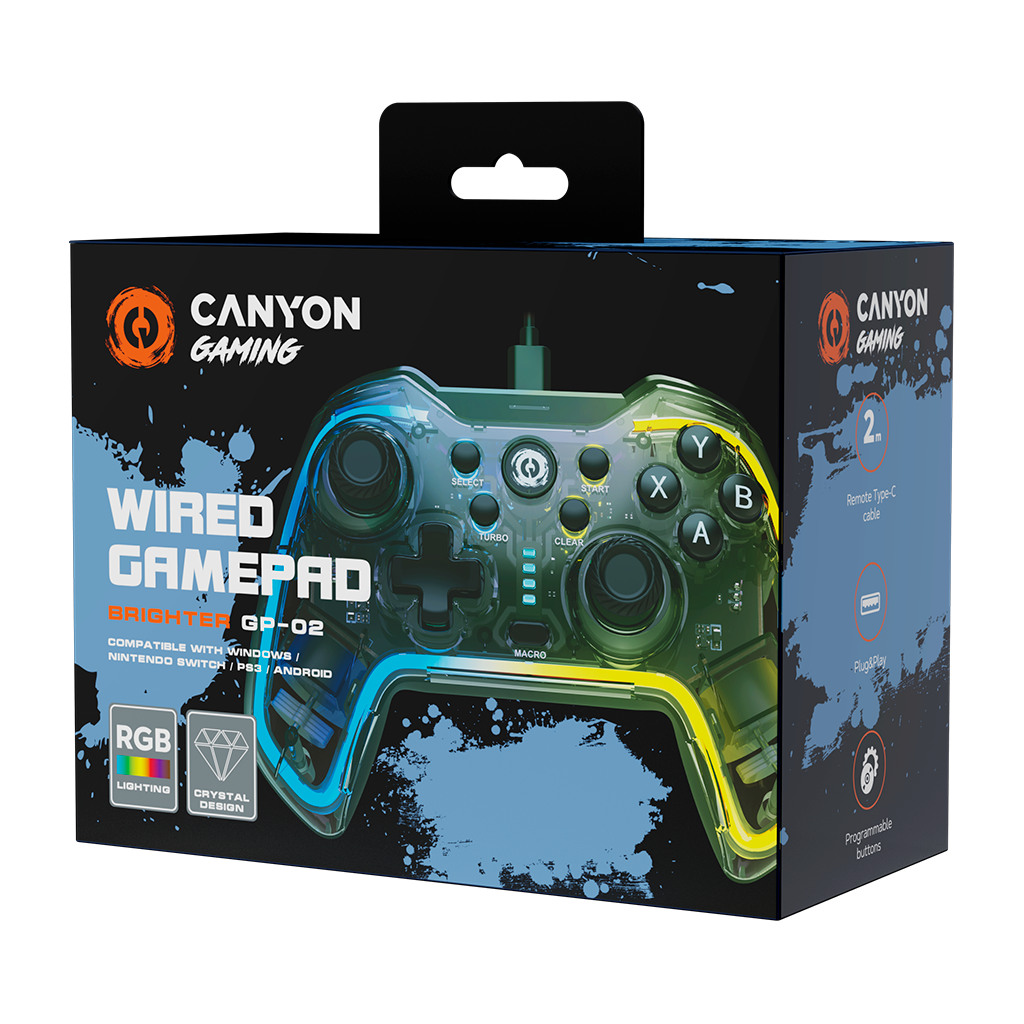 CANYON Džojstik GP-02 Wired gamepad for Windows/PS3/Android media box/android tv set/Nintendo Switch 2M cable 152*110*55mm 215g - Image 5