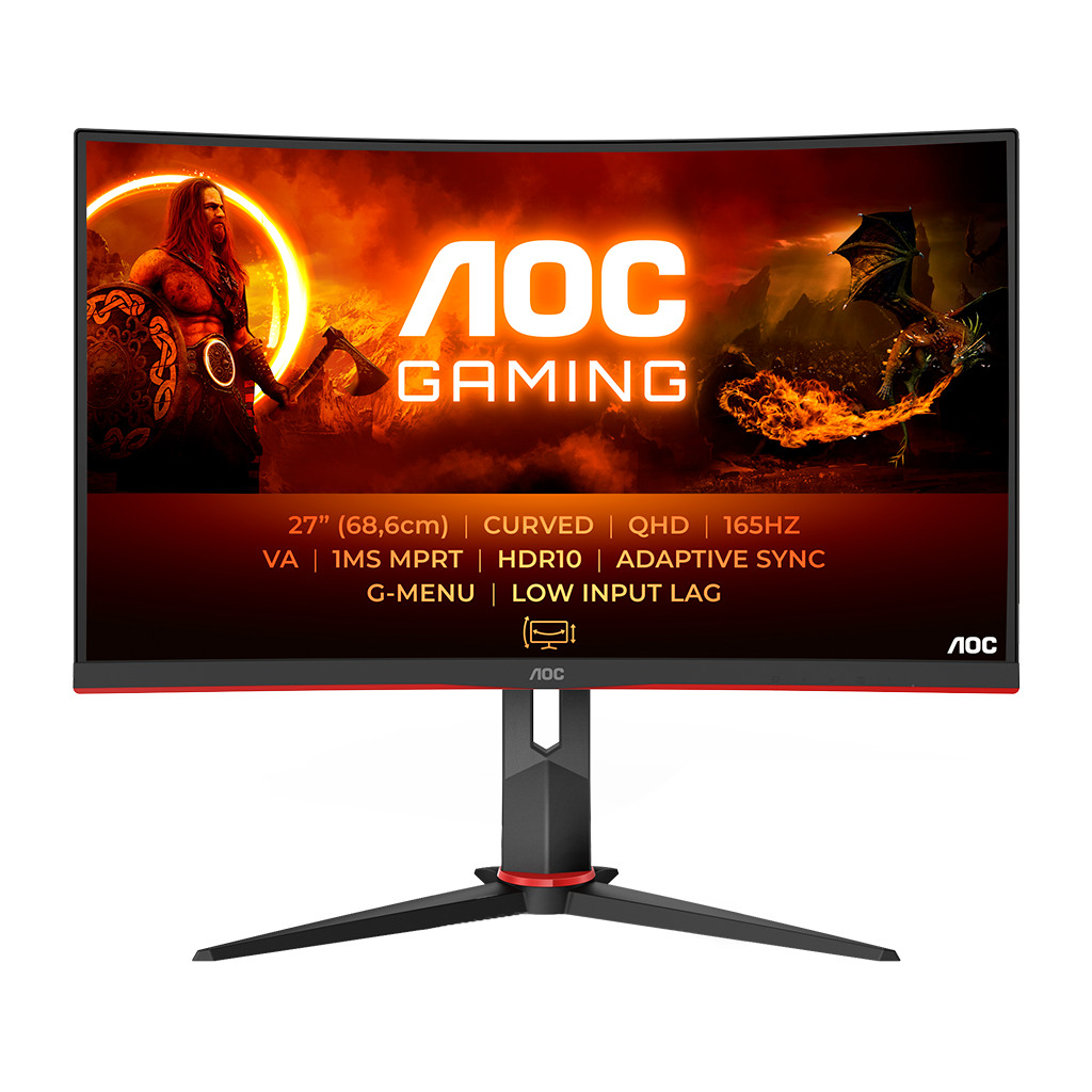 AOC Gaming Monitor CQ27G2S/BK 1ms 2K QHD VA 16 9 144Hz Zakrivljeni