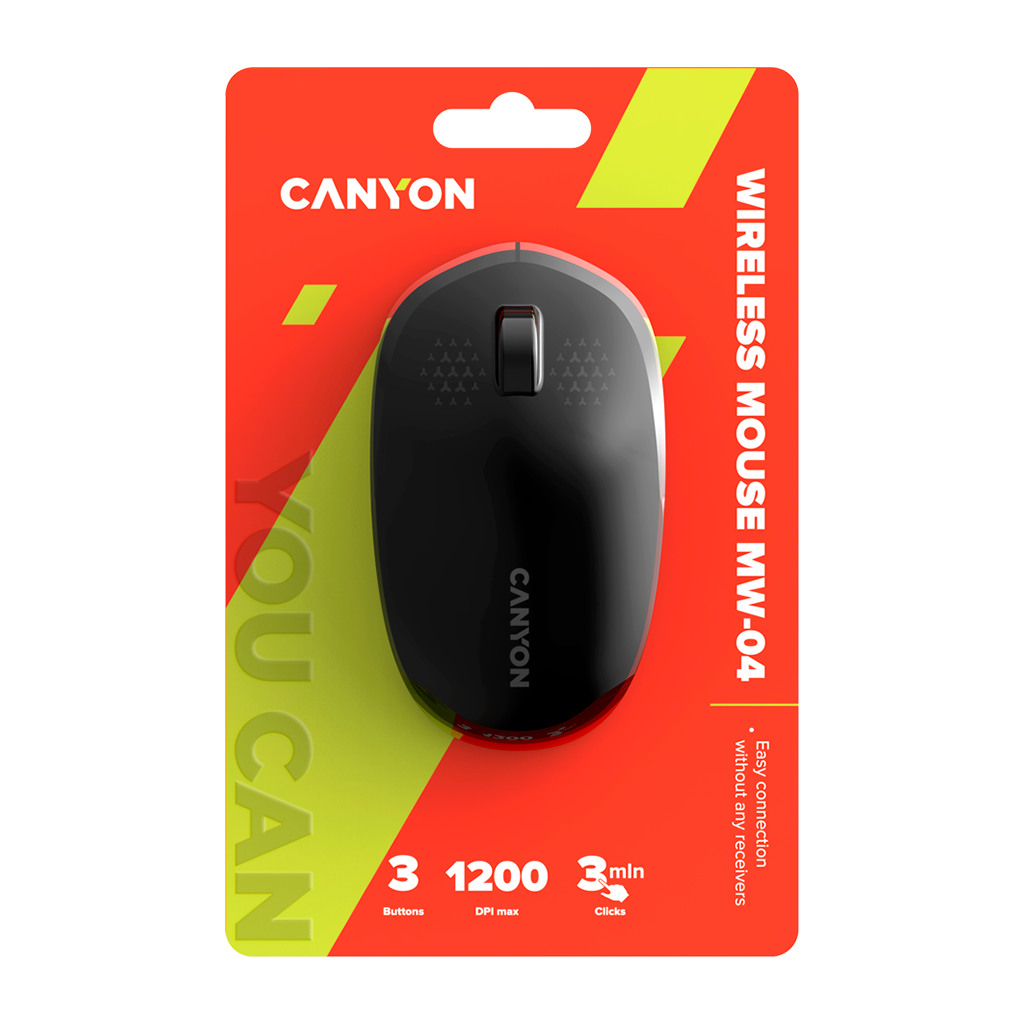 CANYON Bežični Miš 3 Dugmeta Crni - Bluetooth 5.0, Ergonomski Dizajn, Tihi Klikovi, 1600 DPI - Image 6