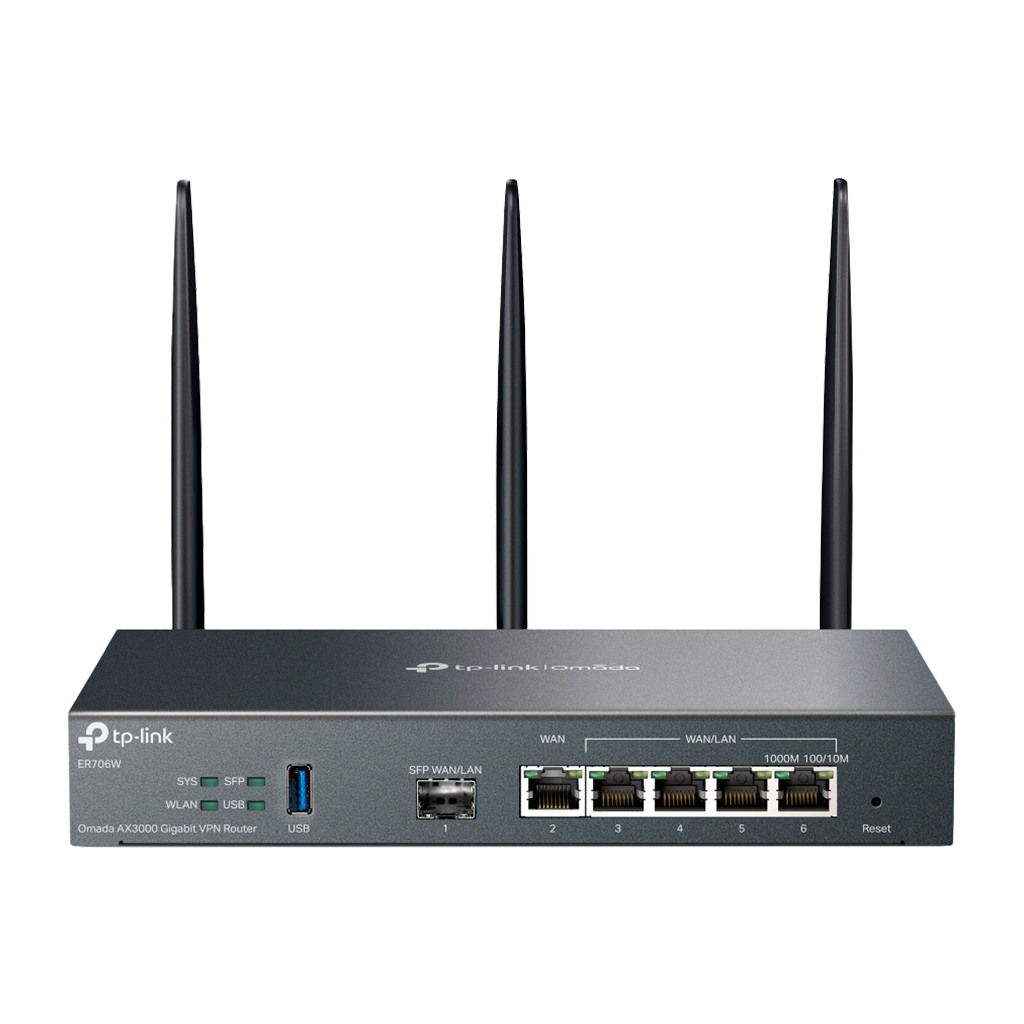 TP-Link ER706W Omada AX3000 Wi-Fi 6 Gigabit VPN Router 1× Gigabit SFP WAN/LAN Port 1×