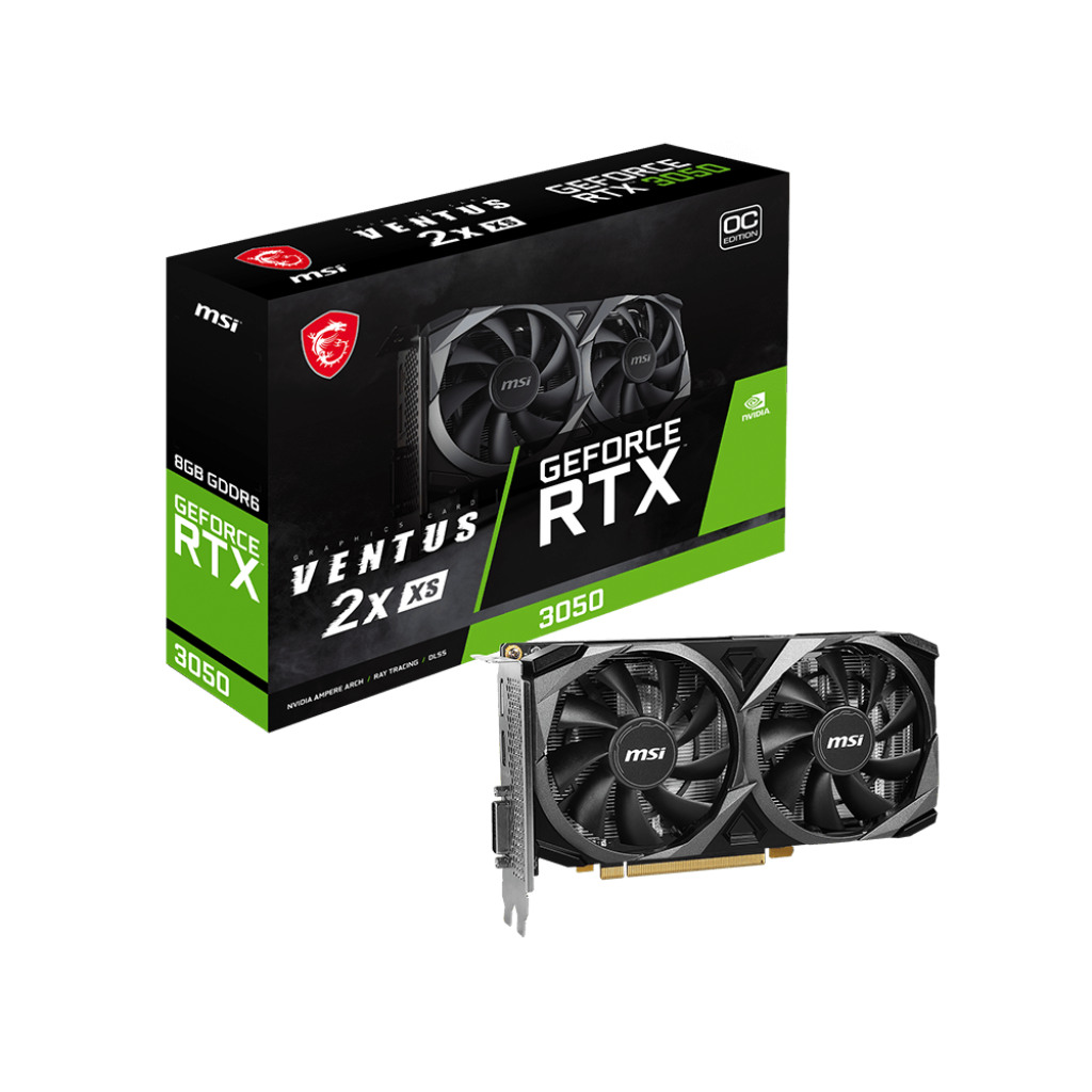 MSI NVidia RTX 3050 VENTUS 2X XS 8G OC, 8GB GDDR6, 128-bit, PCI-E 4.0, Dual Fan