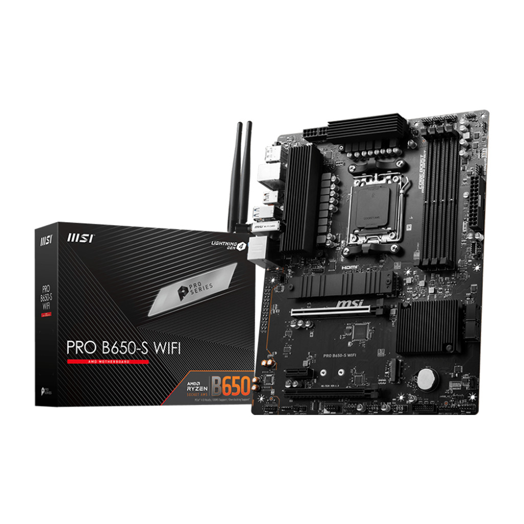 MSI PRO B650-P WiFi ProSeries Motherboard AMD AM5 ATX DDR5 PCIe 4.0 M.2 SATA 6Gb/s