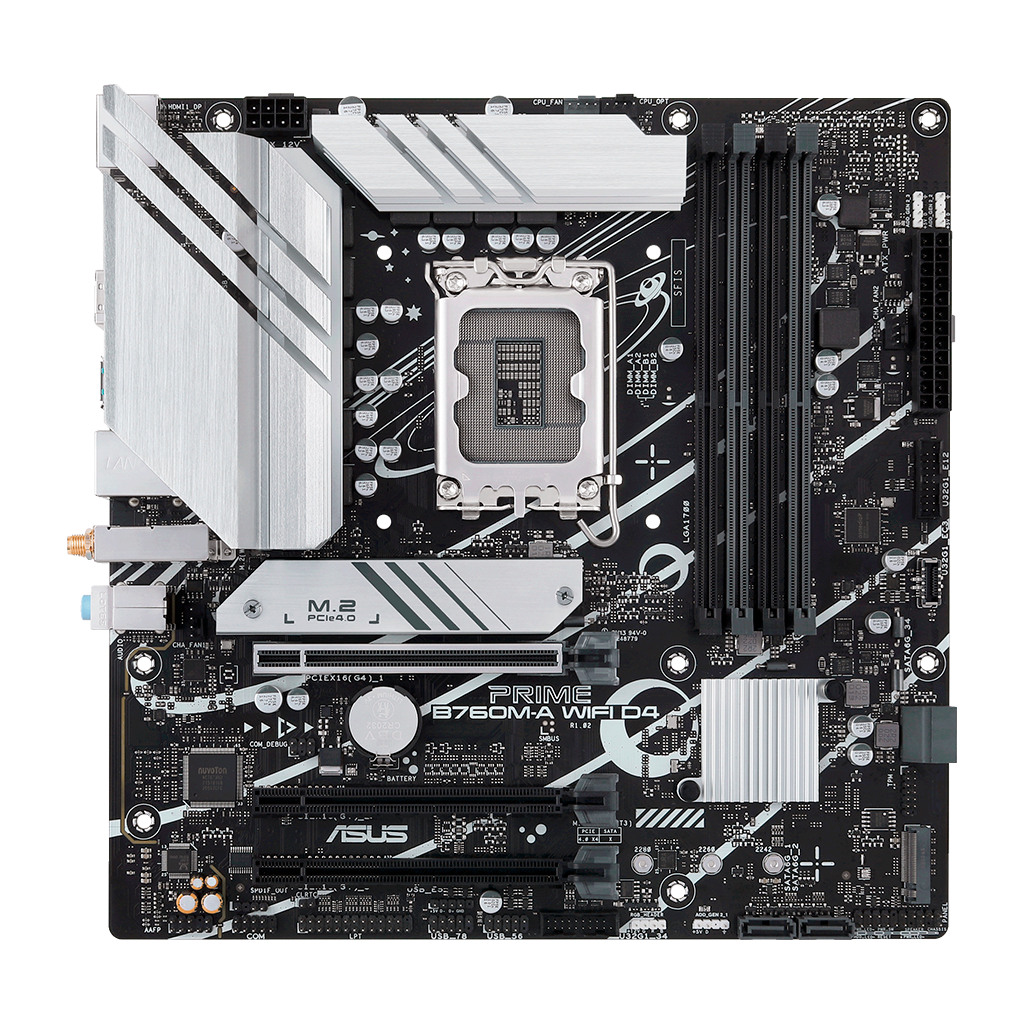 ASUS PRIME B760M-A WIFI D4 LGA1700 mATX MB - Intel B760 4xDIMM DDR4 2xM.2 4xSATA