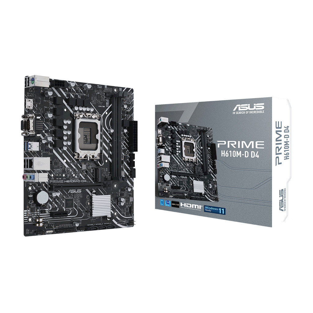 ASUS PRIME H610M-D D4 LGA1700 mATX MB - Intel H610 2xDIMM DDR4 1xM.2 4xSATA PCIe