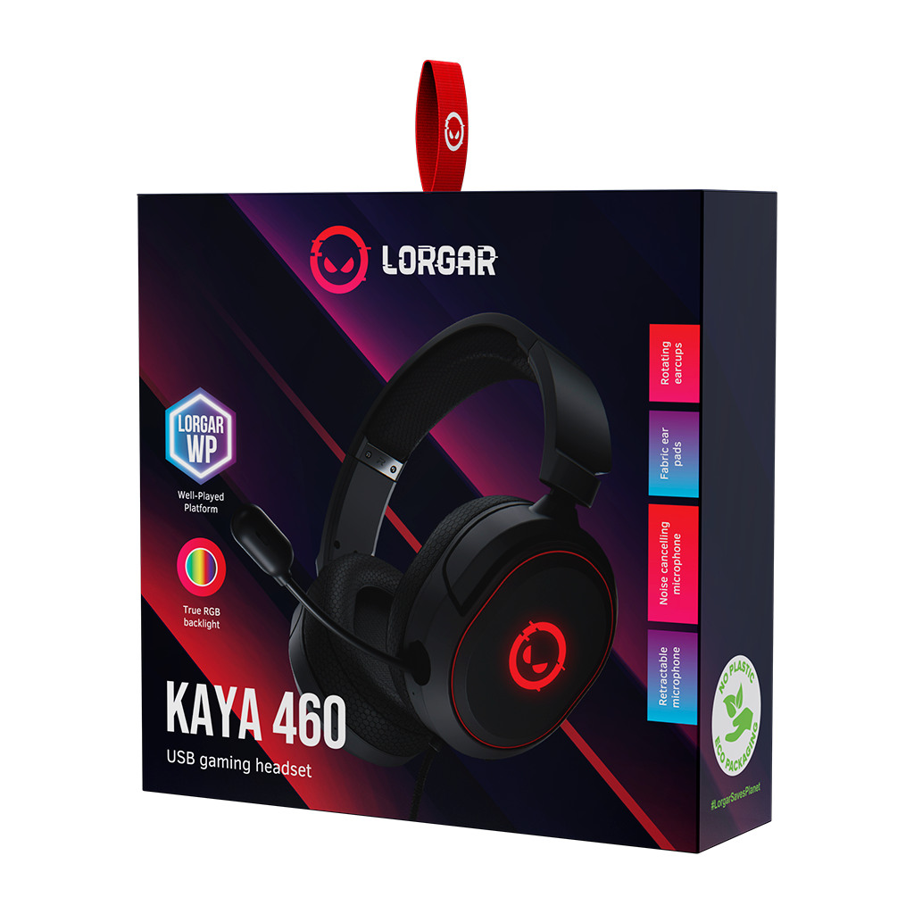 LORGAR Kaya 460 USB Gaming headset with microphone CM108B RGB backlight Plug&Play USB-A connection cable