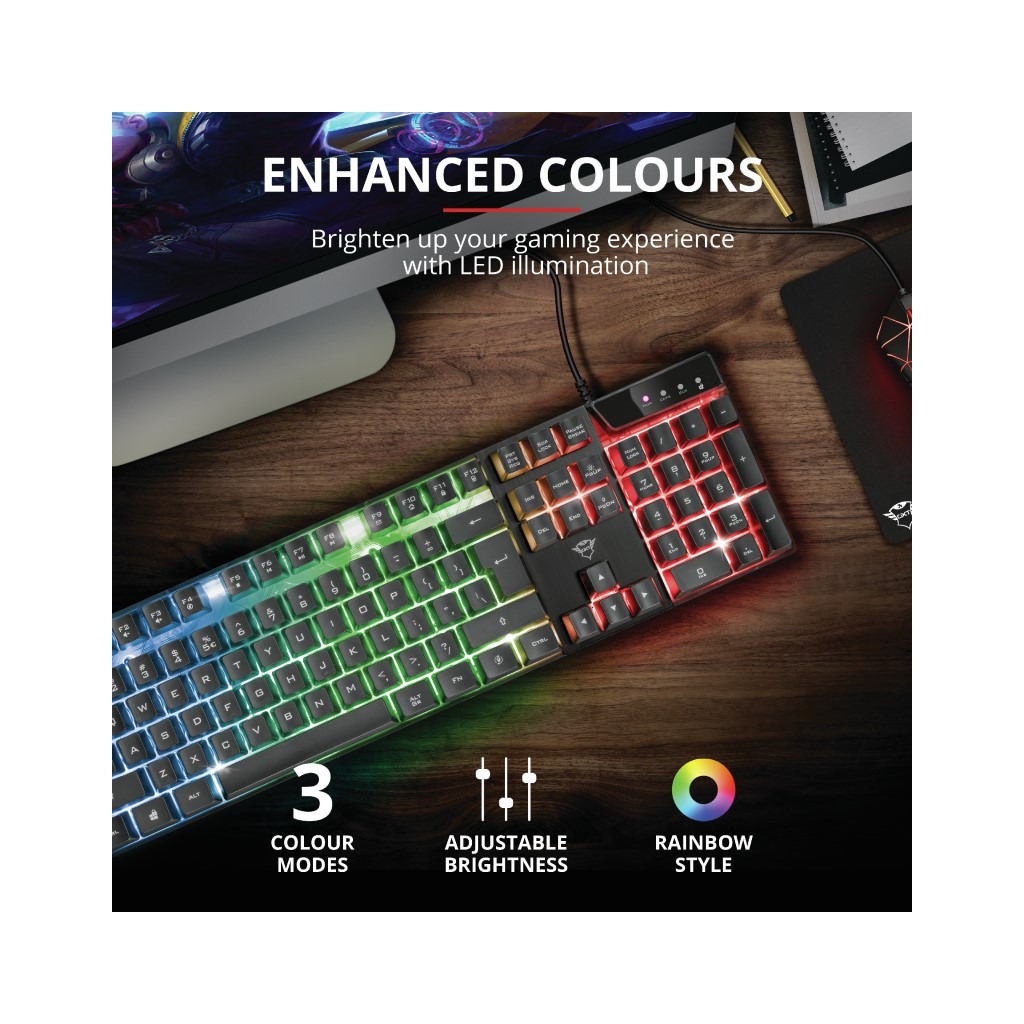 Trust GXT 835 gaming tastatura Azor Illuminated - Image 2